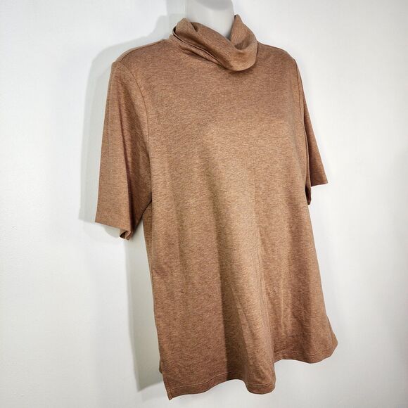 Isaac Mizrahi Live! Womens Top Medium Essentials Pima Cotton Turtleneck Brown - Picture 4 of 9